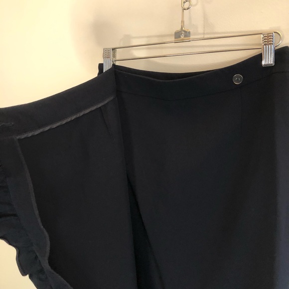 ASOS Navy Wrapped Ruffled Midi Skirt - Picture 3 of 4